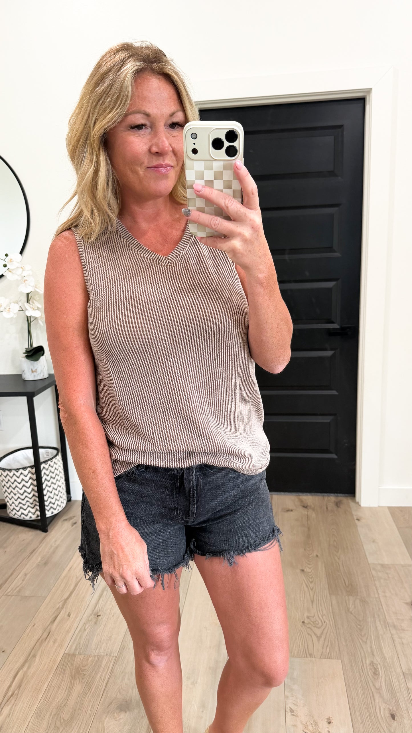 Ribbed V Neck Tank
