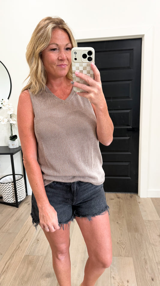 Ribbed V Neck Tank
