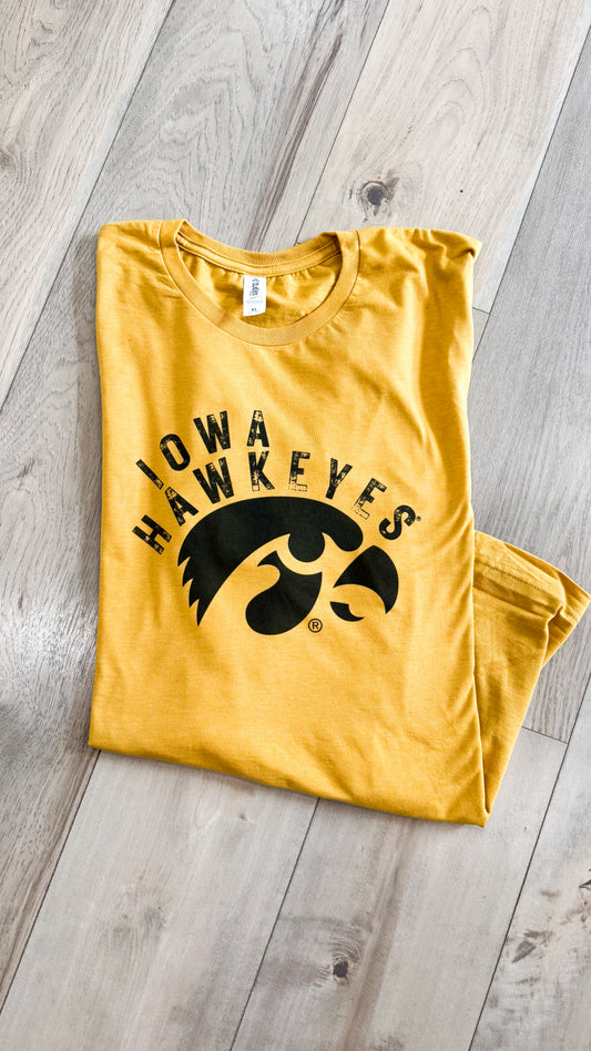 Curved Iowa Hawkeyes Graphic Tee