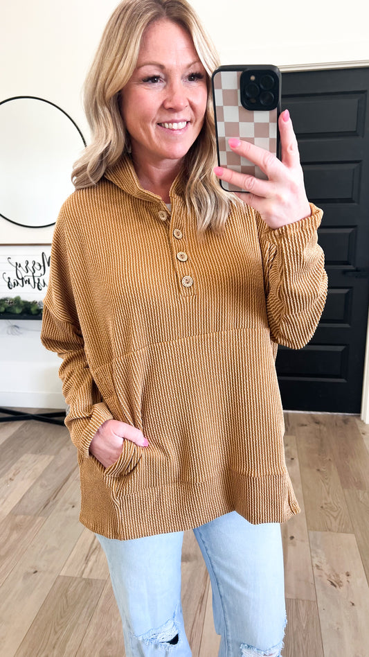 Ribbed Hoodie Pullover