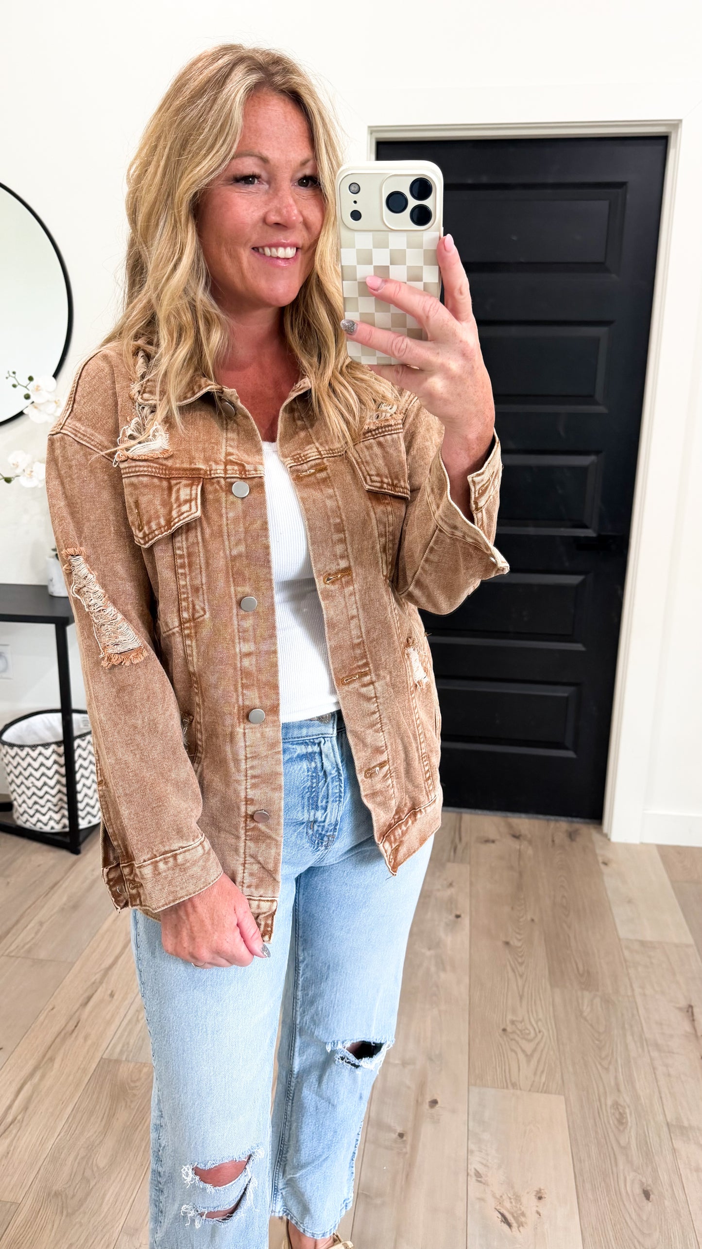 Washed Distressed Jean Jacket