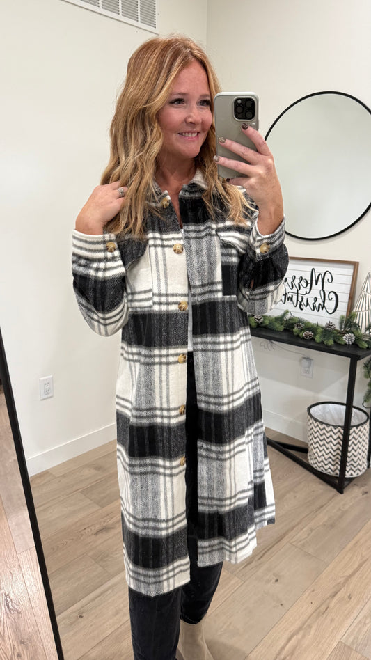 Longer Length Plaid Coat