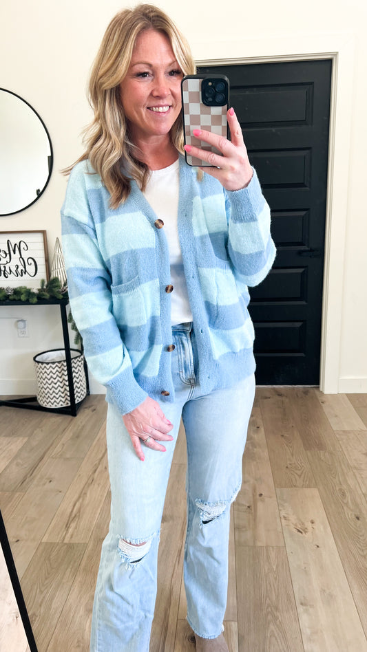 Striped Fuzzy Cardigan