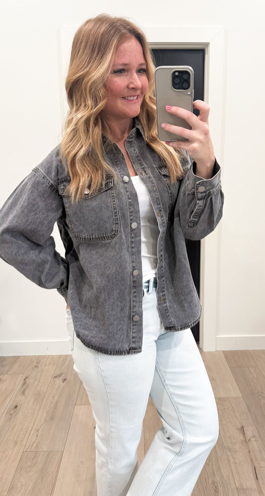 Washed Black Denim Jacket