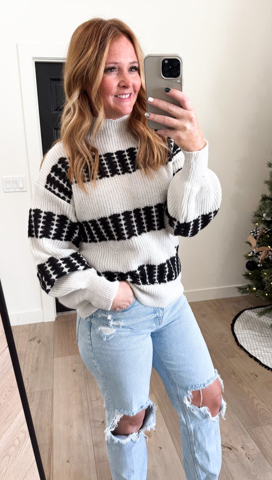 Color Block Mock Sweater