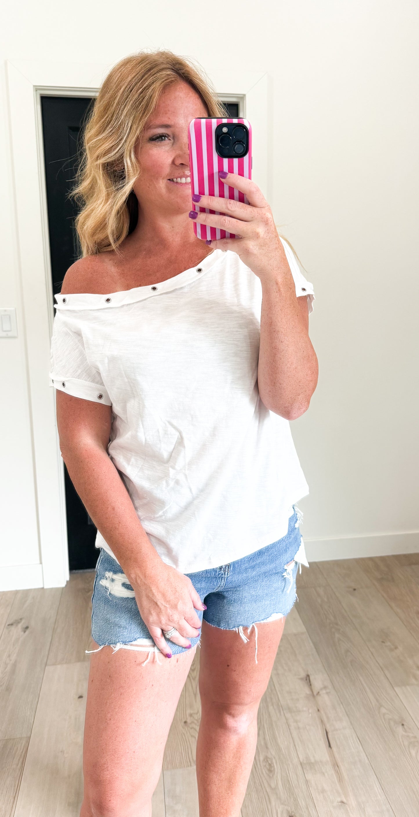 Off The Shoulder Rivet Top
