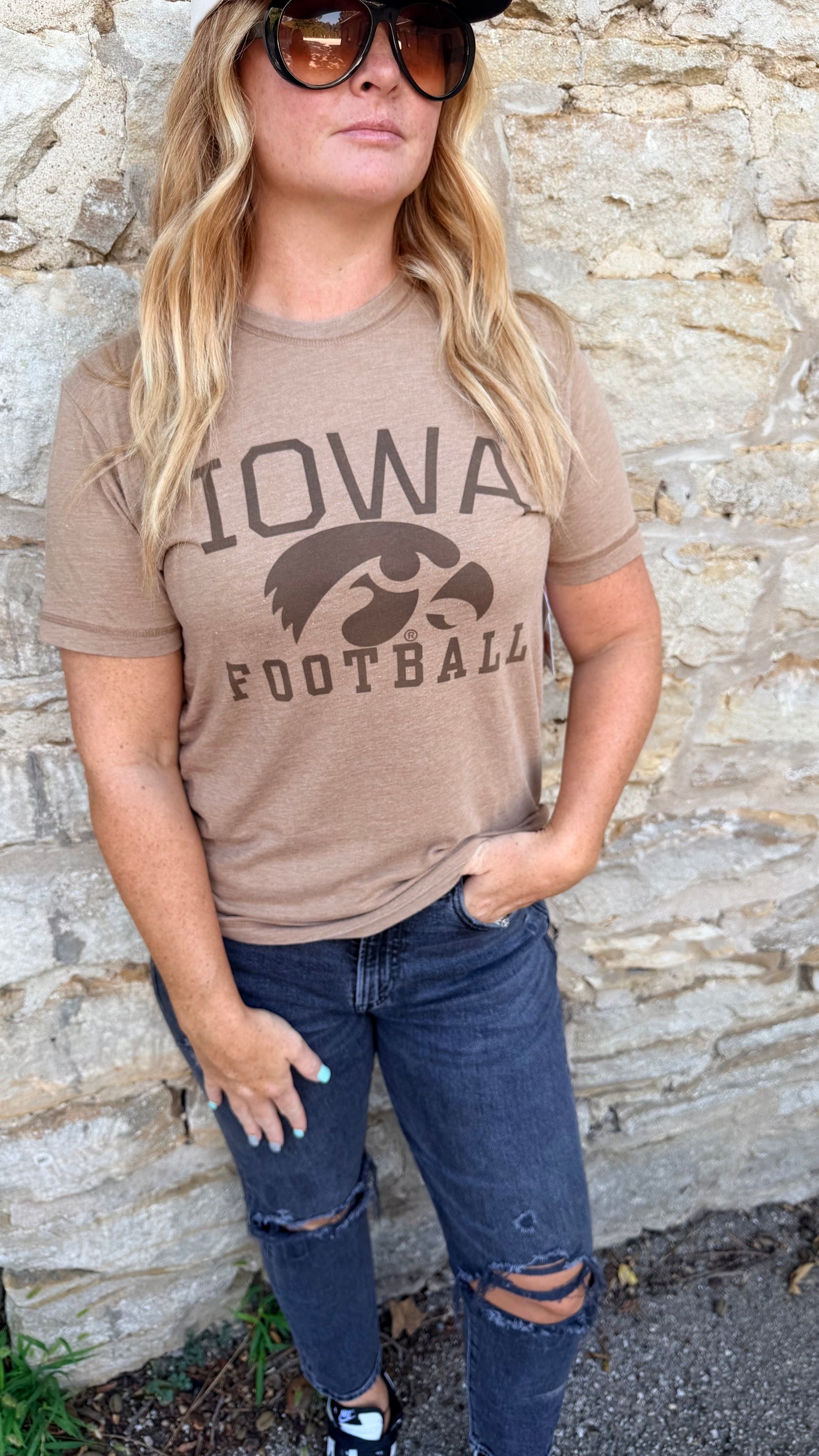 Vintage Washed Iowa Football Tee