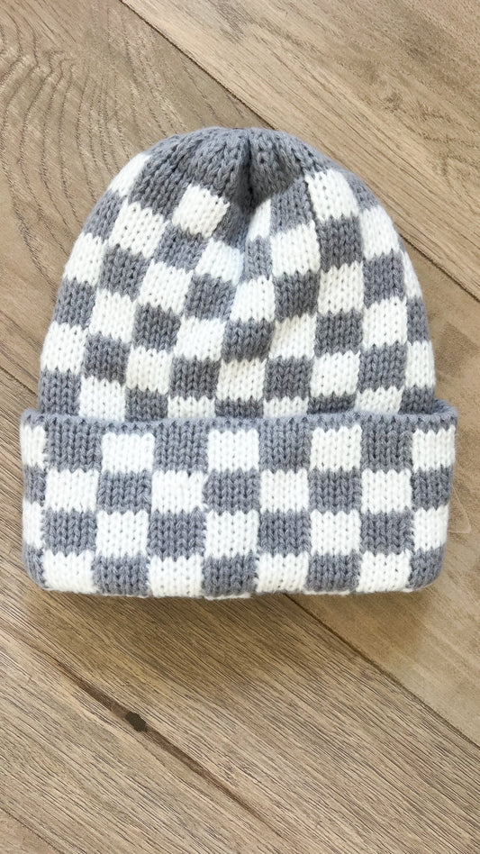 Knit Checkered Beanie