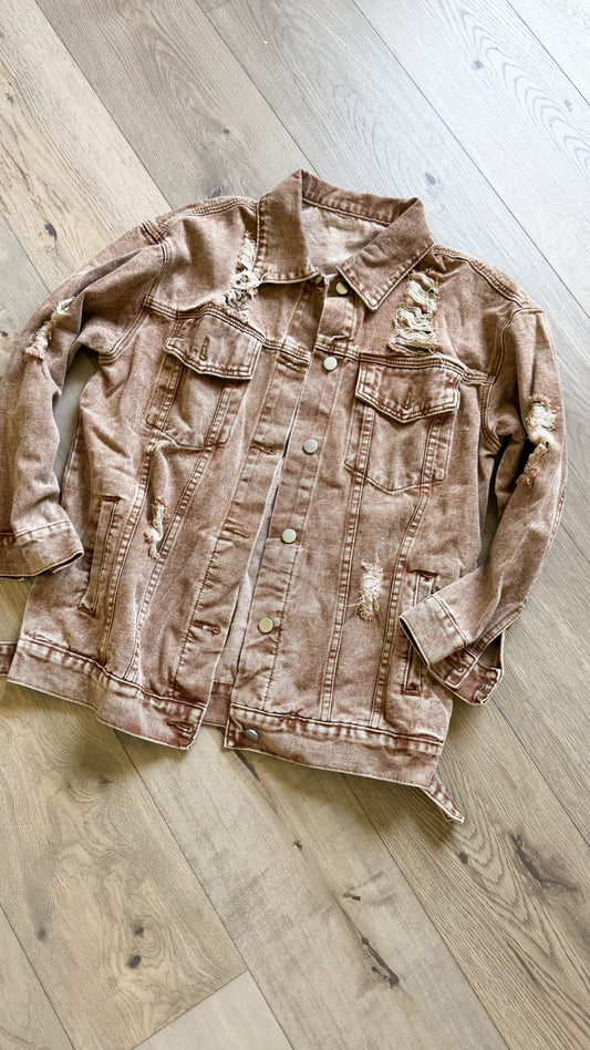 Washed Distressed Jean Jacket