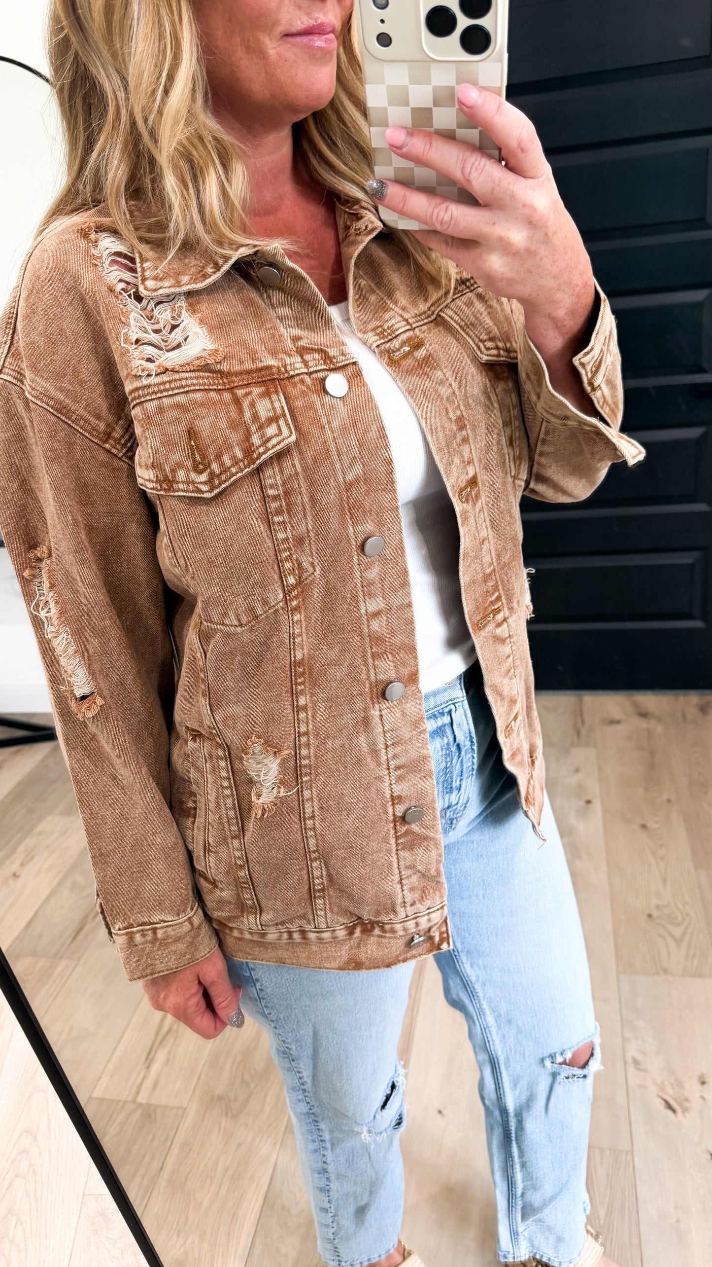 Washed Distressed Jean Jacket