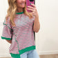 Oversized Striped Uneven Hem Top