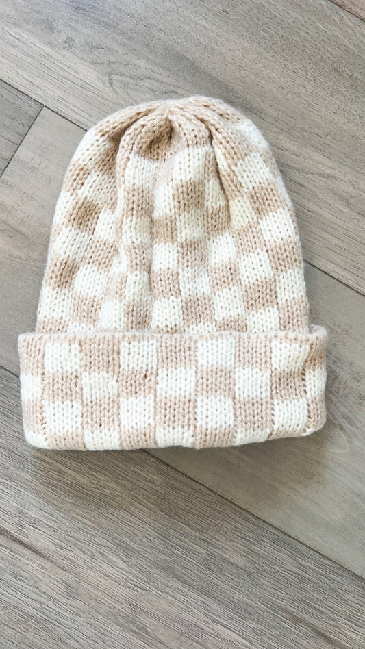 Knit Checkered Beanie