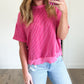 Ribbed Tie Back Short Sleeve
