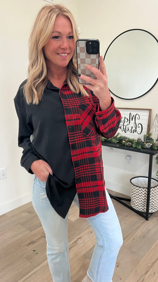 Plaid Blouse Button Up