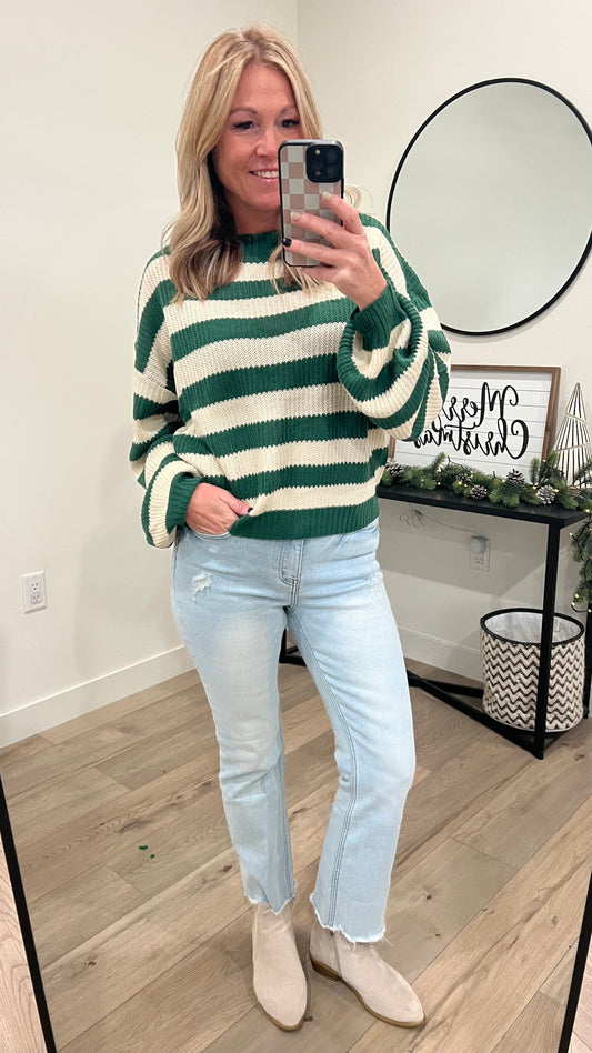 Striped Ivory/Green Sweater