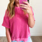 Ribbed Tie Back Short Sleeve